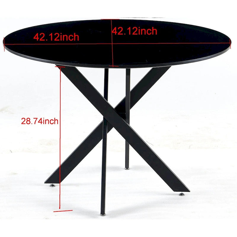 Table à manger ronde sur pied du milieu du siècle avec plateau en MDF et pieds en métal