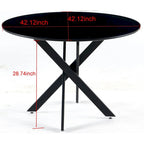 Table à manger ronde sur pied du milieu du siècle avec plateau en MDF et pieds en métal