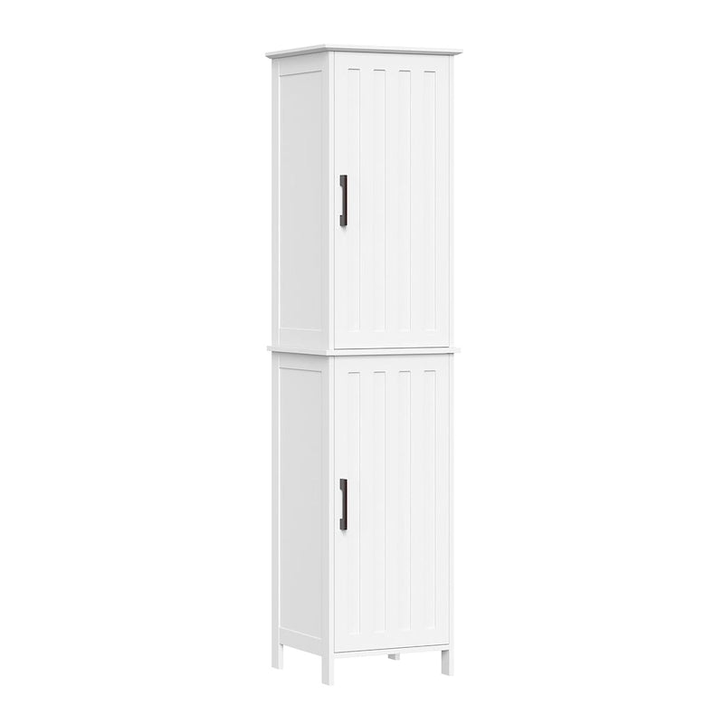 Meuble de rangement haut de salle de bain avec portes et étagères réglables - Blanc