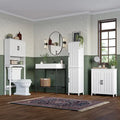 Meuble de rangement haut de salle de bain avec portes et étagères réglables - Blanc