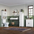 Meuble de rangement haut de salle de bain avec portes et étagères réglables - Blanc