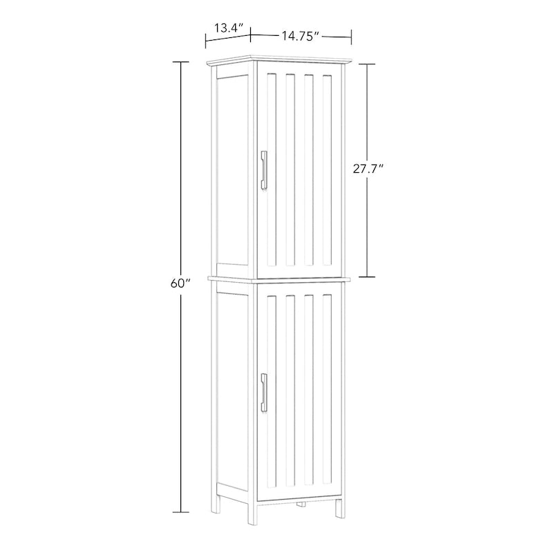 Meuble de rangement haut de salle de bain avec portes et étagères réglables - Blanc