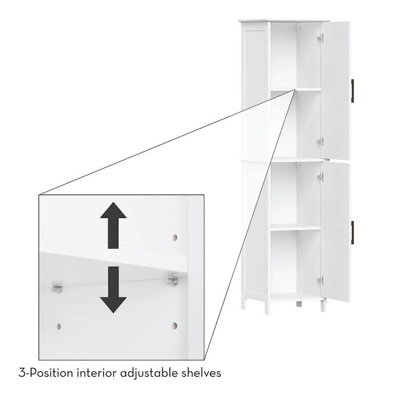 Meuble de rangement haut de salle de bain avec portes et étagères réglables - Blanc