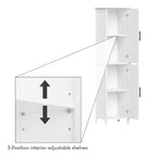 Meuble de rangement haut de salle de bain avec portes et étagères réglables - Blanc