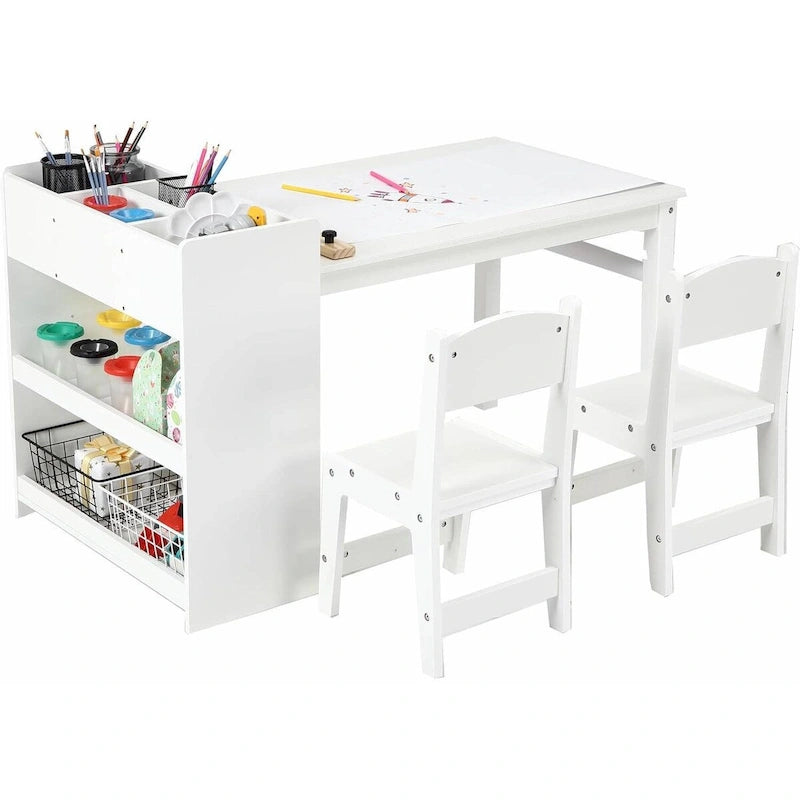 Table d'activités pour enfants avec 2 chaises et étagères de rangement – Bureau d'activités pour les 2-10 ans