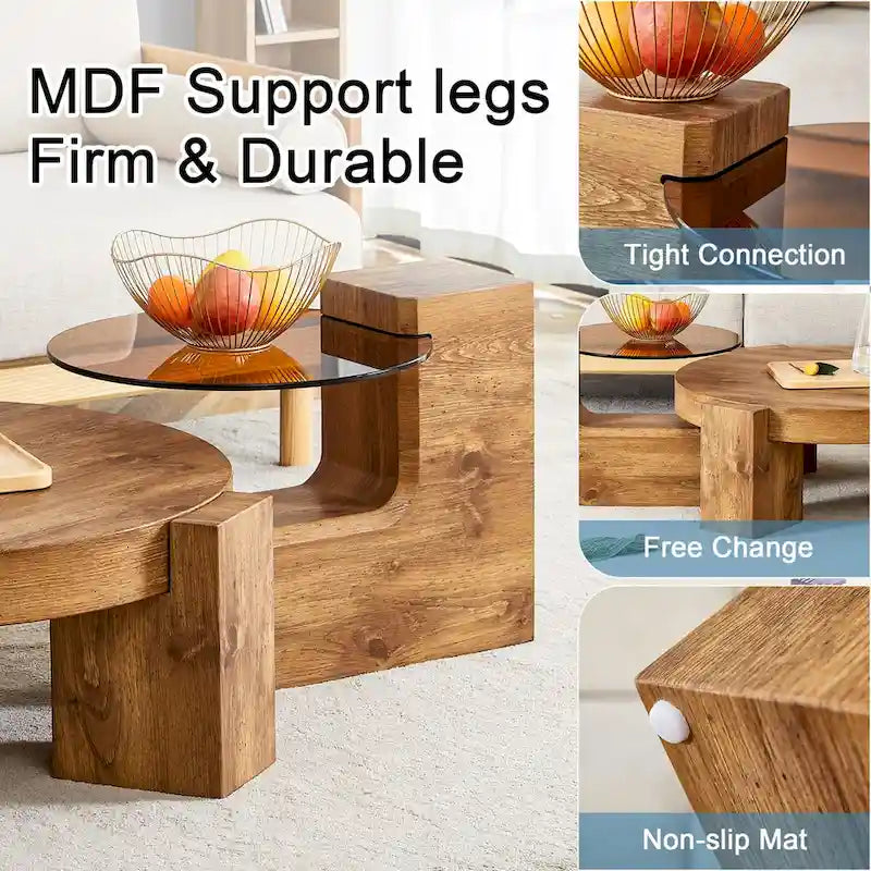 Table basse double pont amovible - Conception modulable et peu encombrante