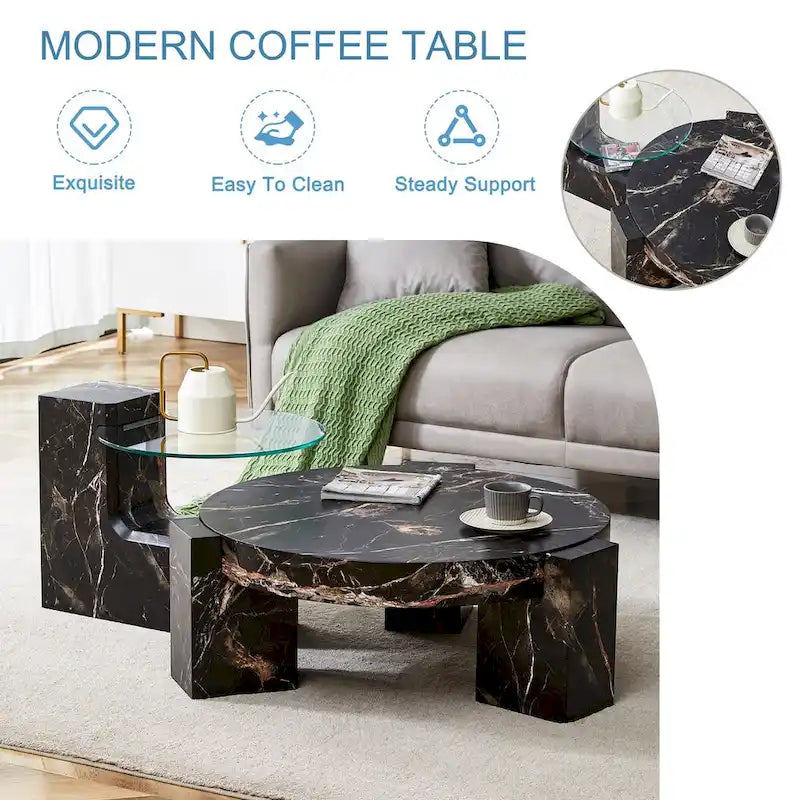 Table basse double pont amovible - Conception modulable et peu encombrante