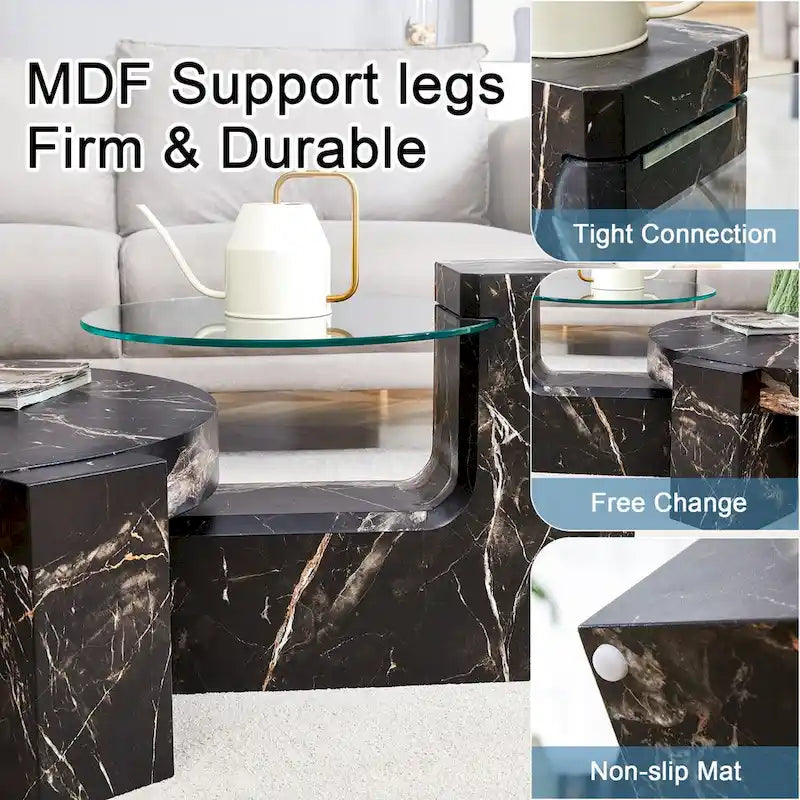 Table basse double pont amovible - Conception modulable et peu encombrante