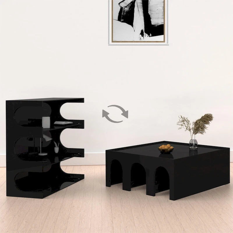 Étagère multifonctionnelle à 4 niveaux et table basse - Blanc minimaliste