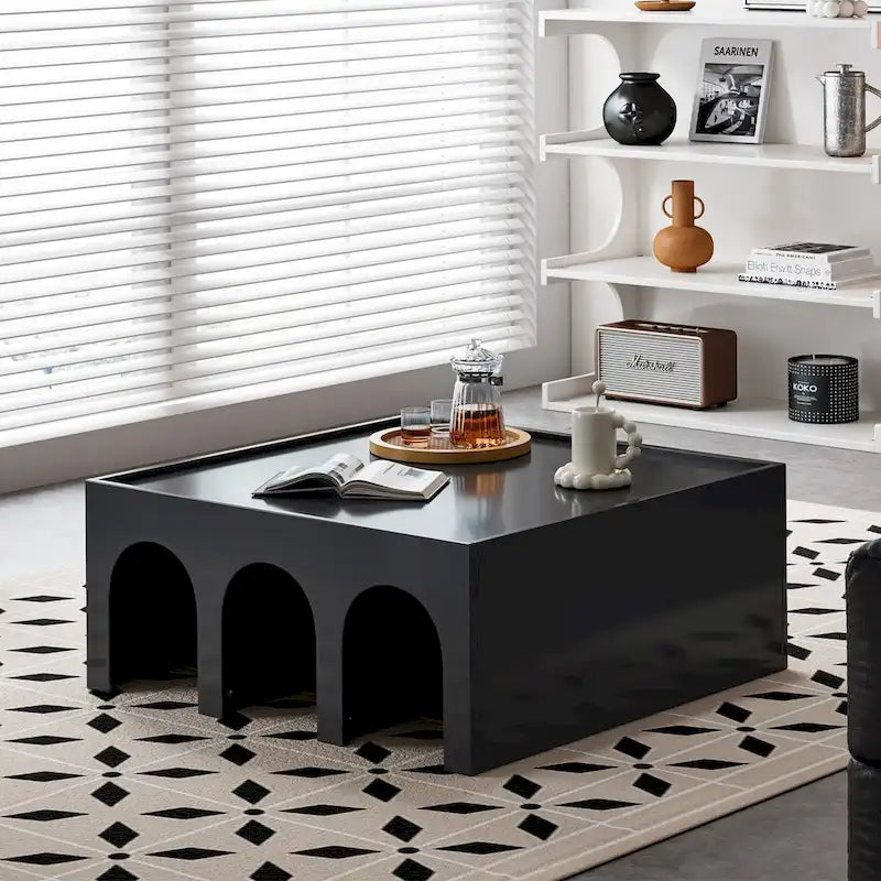 Étagère multifonctionnelle à 4 niveaux et table basse - Blanc minimaliste