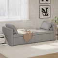 Lit de Repos Moderne en Lin avec 2 Tiroirs de Rangement - Matelas Non Inclus