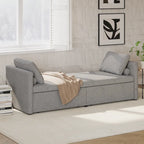 Lit de Repos Moderne en Lin avec 2 Tiroirs de Rangement - Matelas Non Inclus