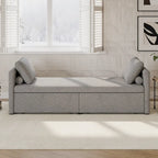 Lit de Repos Moderne en Lin avec 2 Tiroirs de Rangement - Matelas Non Inclus