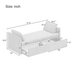 Lit de Repos Moderne en Lin avec 2 Tiroirs de Rangement - Matelas Non Inclus