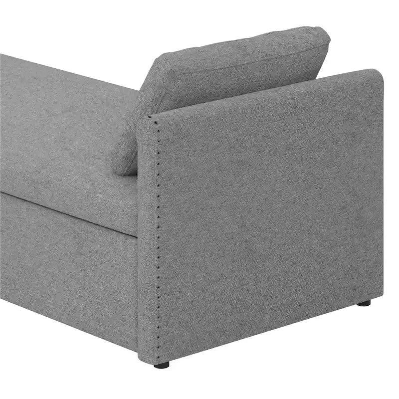 Lit de Repos Moderne en Lin avec 2 Tiroirs de Rangement - Matelas Non Inclus