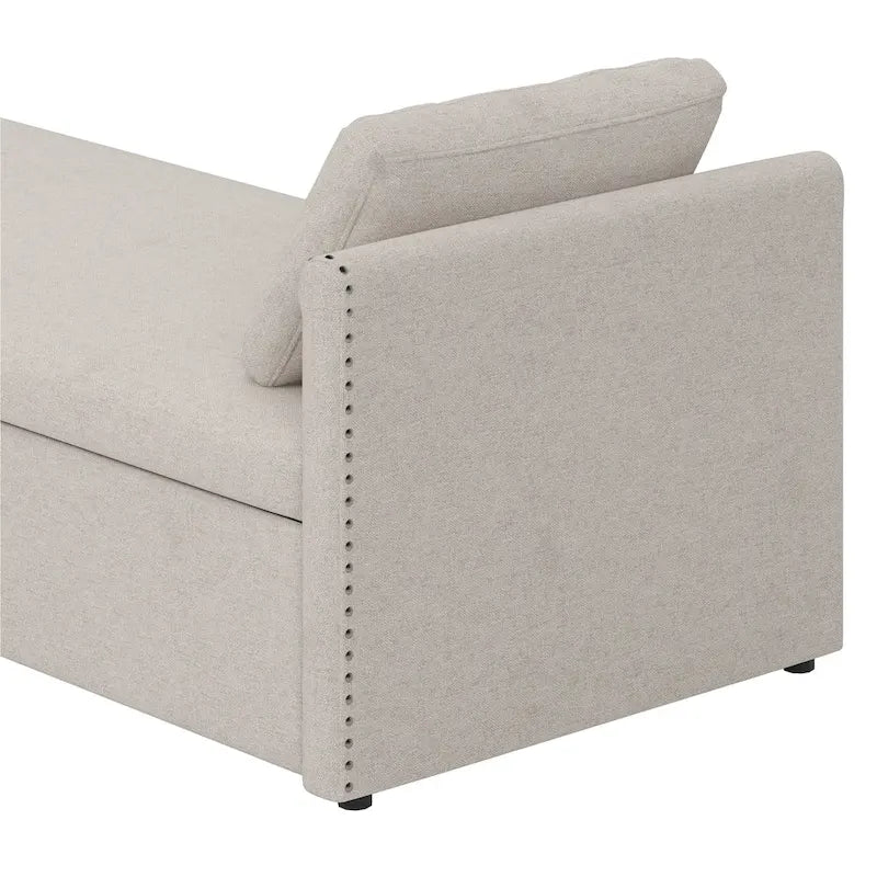 Lit de Repos Moderne en Lin avec 2 Tiroirs de Rangement - Matelas Non Inclus