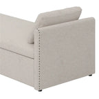 Lit de Repos Moderne en Lin avec 2 Tiroirs de Rangement - Matelas Non Inclus