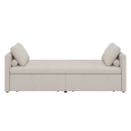 Lit de Repos Moderne en Lin avec 2 Tiroirs de Rangement - Matelas Non Inclus