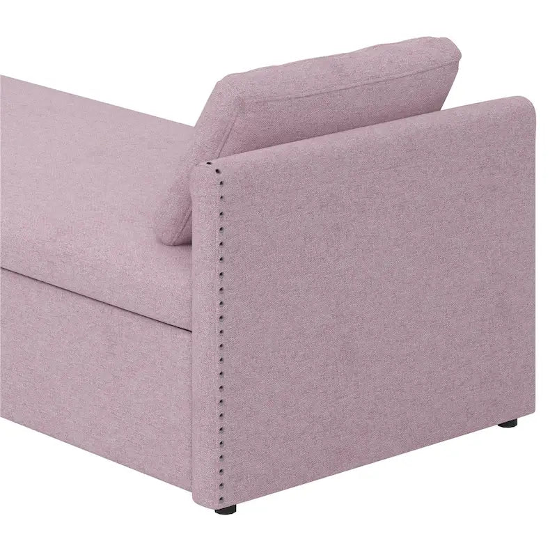 Lit de Repos Moderne en Lin avec 2 Tiroirs de Rangement - Matelas Non Inclus