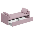 Lit de Repos Moderne en Lin avec 2 Tiroirs de Rangement - Matelas Non Inclus