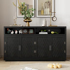 Buffet classique 4 portes avec rangement ouvert et étagères réglables