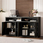 Buffet classique 4 portes avec rangement ouvert et étagères réglables